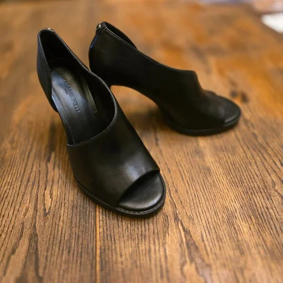 KARL LAGERFELD Paris Brette/D21 Black Leather Peep Toe Ulta-high Pump size 8 - Picture 10 of 11